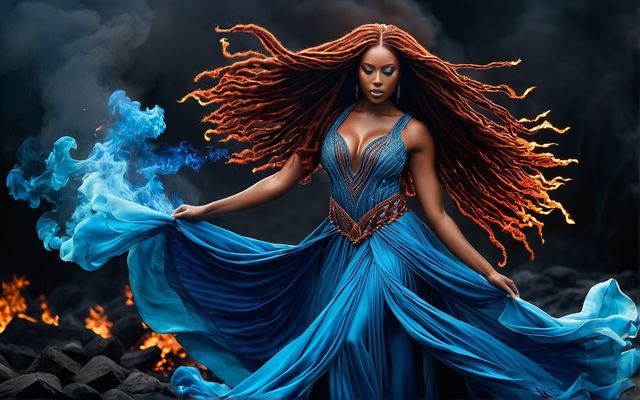 woman dancing with fire