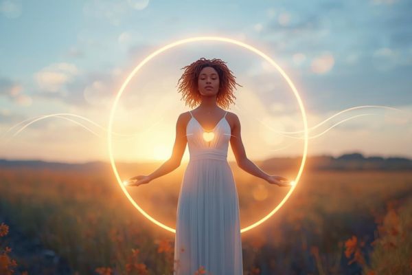 woman in glowing circle
