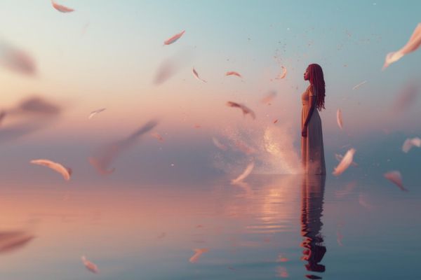 woman in the water reflection