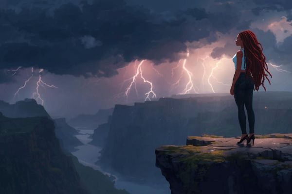 lightning in the background